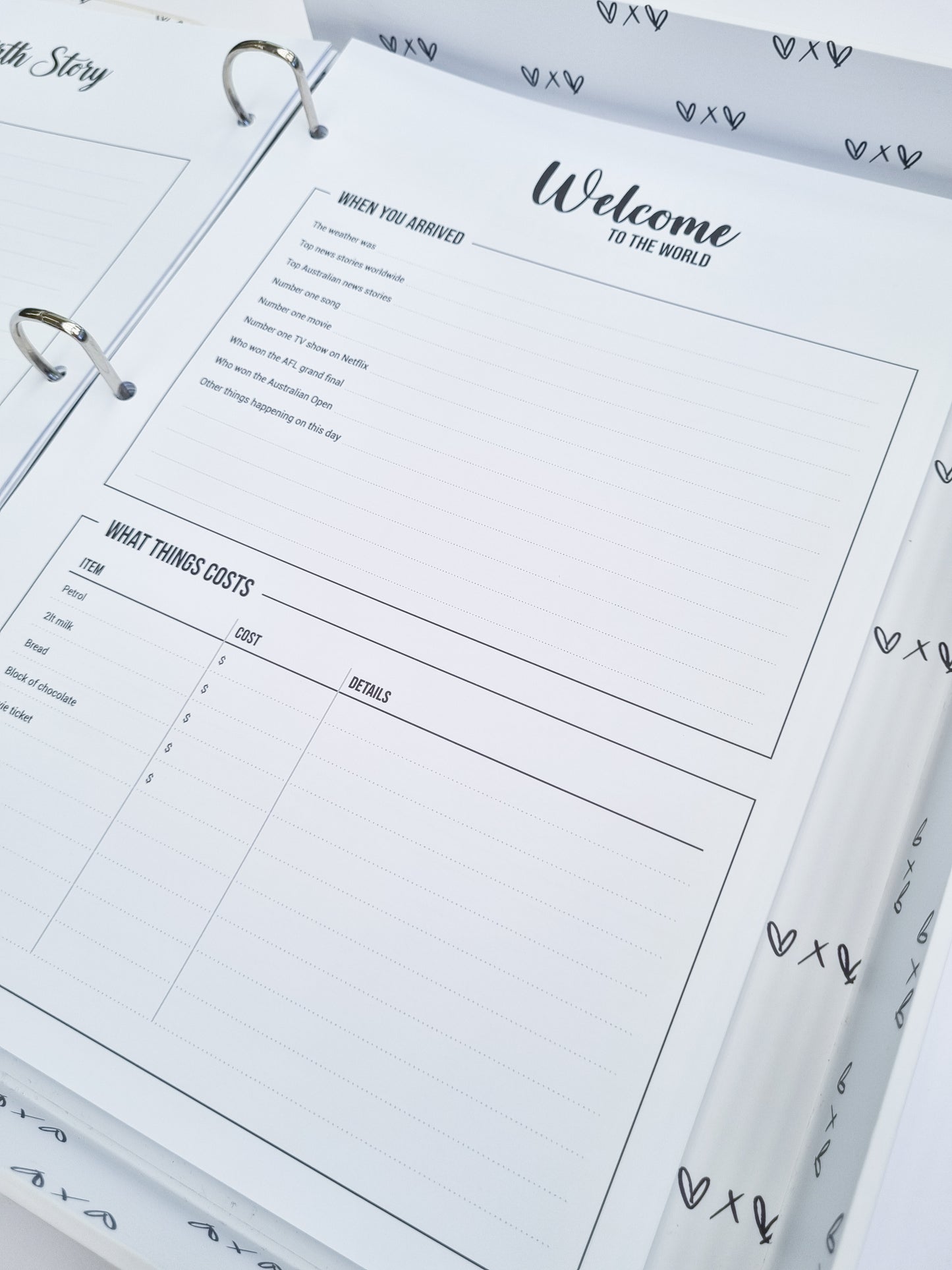 Baby milestones keepsake binder for recording first year memories by The Keepsake Kollective