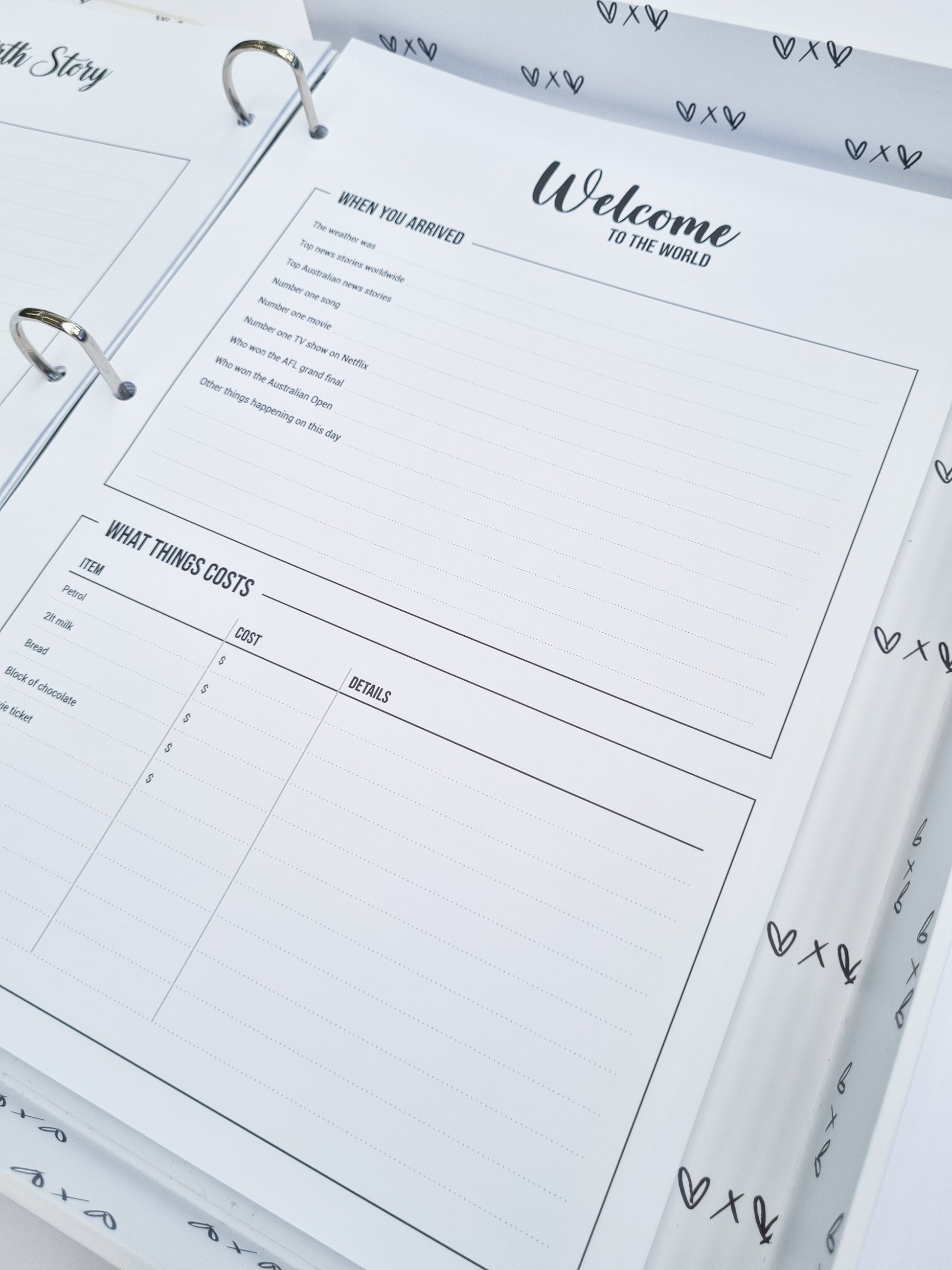 Baby milestones keepsake binder for recording first year memories by The Keepsake Kollective
